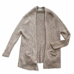 Johnny Was Baby Alpaca Wool Long Cardigan Open Sweater Tan Brown Size Medium